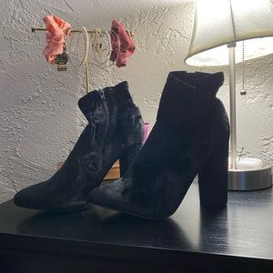 JustFab velvet heel boots